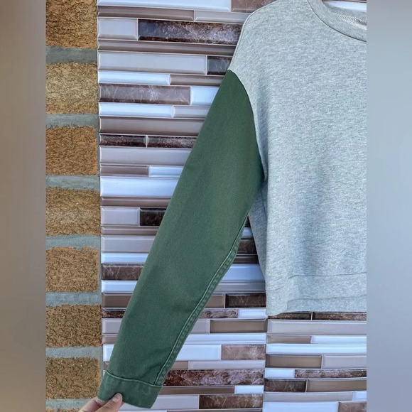 NSF longsleeve sweater with denim dark green sleeves small - Picture 3 of 9